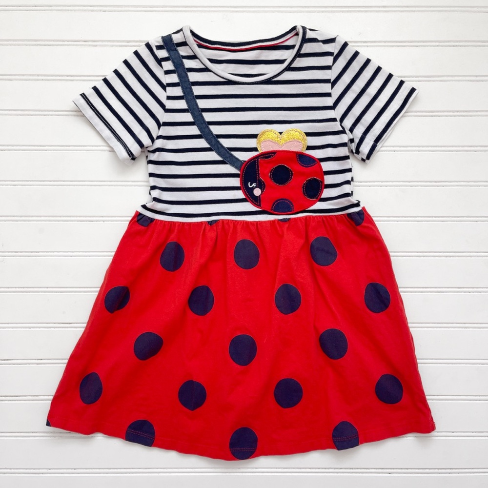 VGUC Colorful Ladybug Satchel Embroidered Appliqué Casual Dress